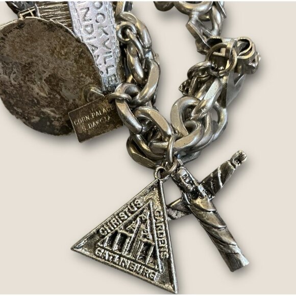 Estate Vintage Charm Bracelet Loaded With Sterling Charms Including Bell Trading - Picture 4 of 16